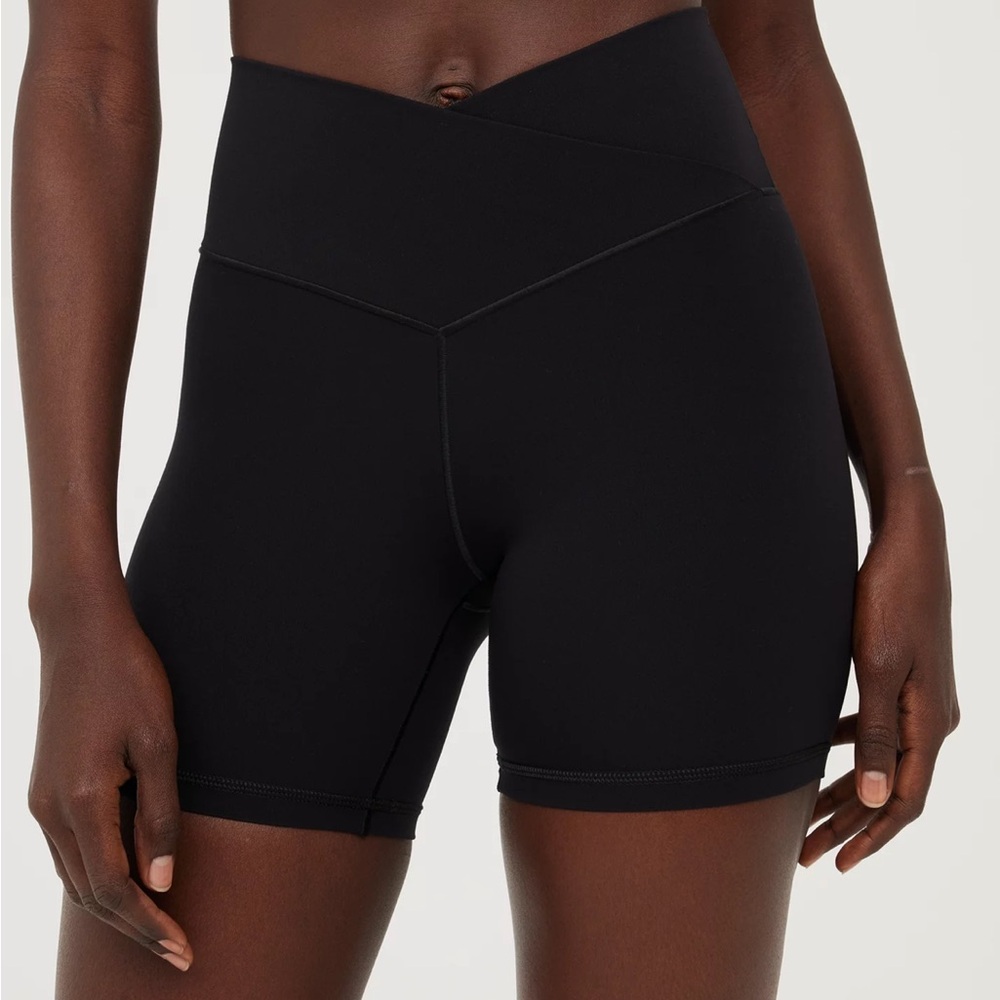 Black Aerie Cross Biker Shorts
